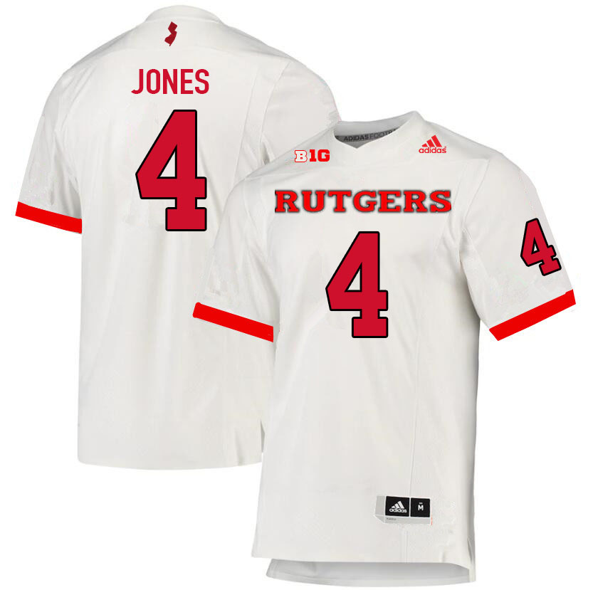 Men #4 Naijee Jones Rutgers Scarlet Knights College Football Jerseys Sale-White - Click Image to Close